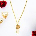 Simple Gold Plated Ruby CZ Heart Pendant Chain