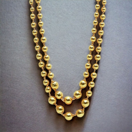 Double Strand Gold Plated Ball Chain Necklace