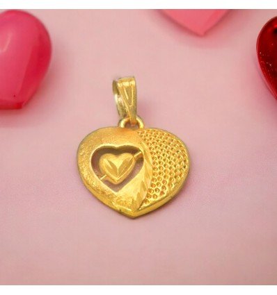 Gold Plated Designer Heart in Heart Pendant For Girls