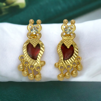 Premium Gold Plated Mango Beads Hanging Ear Studs