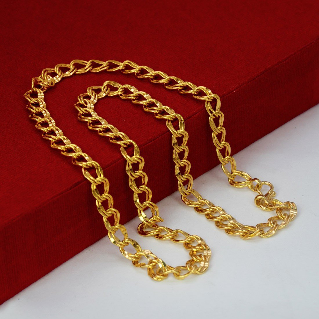 Glow silver gold plated necklace with double chain - Oxette