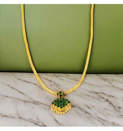 Classic Gold Plated Green Adial Pendant Necklace