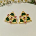 Premium Gold Plated Triple Palakka Floral Ear Studs