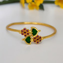 Gold Plated Floral Ruby Stones Open Palakka Bangle