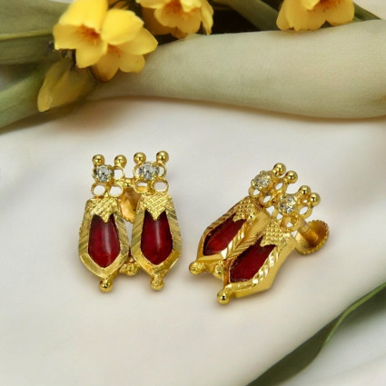 Classic Gold Plated Double Nagapadam Ear Studs