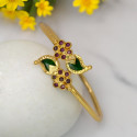 Gold Plated Floral Ruby Stones Open Mango Bangle