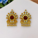 Kerala Design Gold Plated Round Enamel Ear Studs