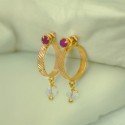 Cute Gold Plated Ruby Crystal Hanging Hoop Earrings