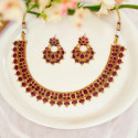 Elegant Antique Finish Kemp Stone Necklace Set