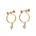 Cute Gold Plated Ruby Crystal Hanging Hoop Earrings