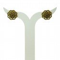Elegant Big Gold Plated Black CZ Stone Ear Studs