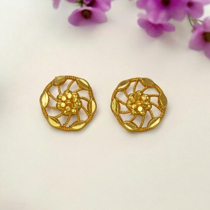 Trendy Gold Plated Floral Filigree Ear Studs