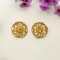 Trendy Gold Plated Floral Filigree Ear Studs