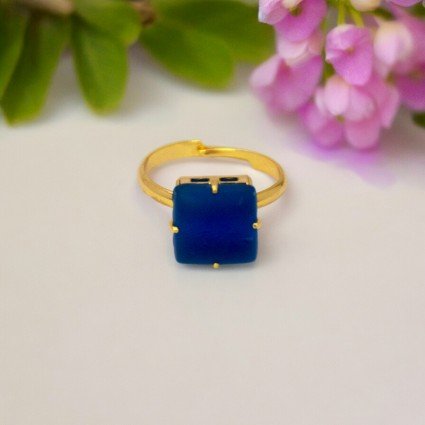 Stunning Gold Plated Synthetic Stone Finger Ring