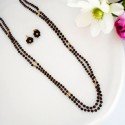 Gold plated Double Strand Garnet Beads Mala with Floral Studs