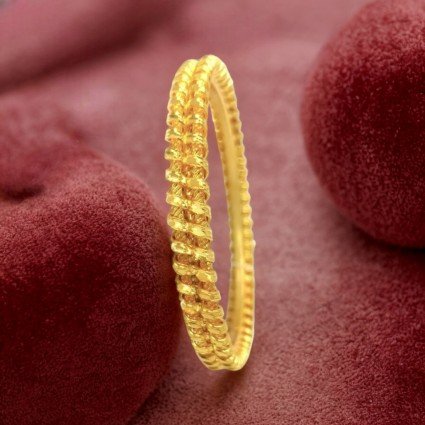 Trendy Gold Plated Two Line Twisted Bangle