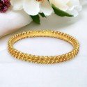 Trendy Gold Plated Two Line Twisted Bangle