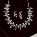 Glorious Silver Tone American Diamond Necklace Set