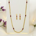 Stylish Gold Plated Cylinder Coral Beads Chain Set