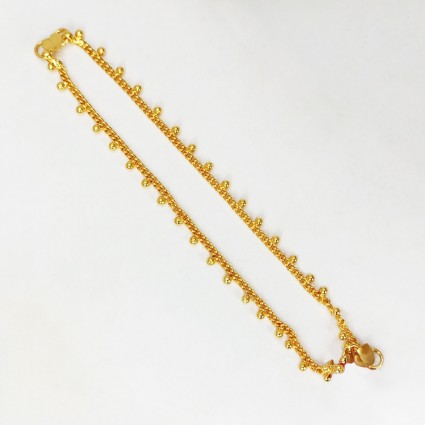 Elegant Gold Plated Bead Link Chain Anklets