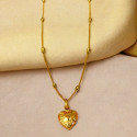 Gold Plated Delicate Chain With Small Intricate Heart Pendant