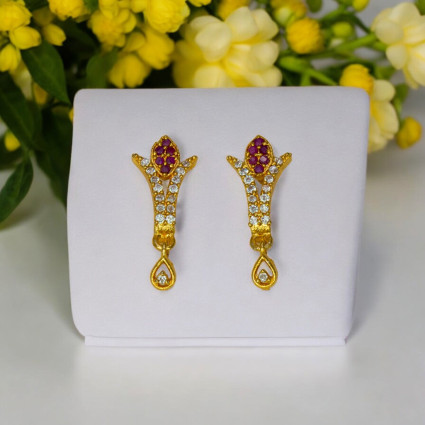 Trendy Gold Plated Semi-Precious Stone Drop Earrings