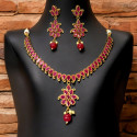 Stunning Antique Gold Plated Paisley Ruby Necklace set