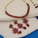 Stunning Antique Gold Plated Paisley Ruby Necklace set