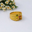 Men's Gold plated Navaratna Finger Ring