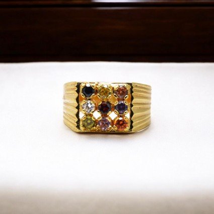 Gold plated Gent's Navaratna Finger Ring