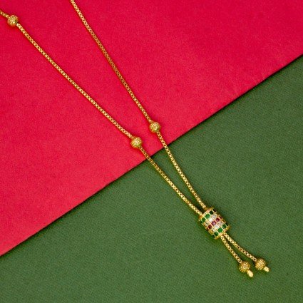 Elegant Gold Plated Stone Cylindrical Stone Pendant Chain