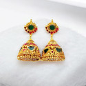 Trendy Premium Gold Plated Green Palakka Jhumka