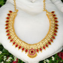 Bridal jewelry featuring a classic Nagapadam design in one gram gold