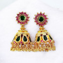 Front view of ethnic Kerala-style Jimikki earrings.