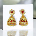 Kerala Bridal Nagapadam Jhumka Earrings with Stones