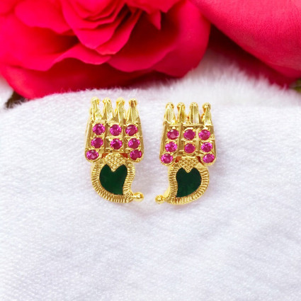 Premium Gold Plated Ruby Stone Mango Ear Studs