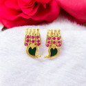 Premium Gold Plated Ruby Stone Mango Ear Studs
