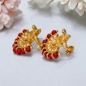 Synthetic Coral and Pearls Ear Studs