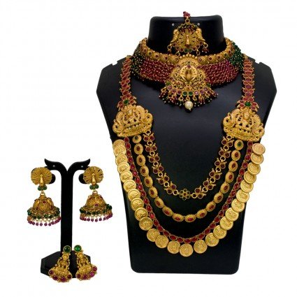 Ethnic Antique Gold Plated Bridal Jewellery Set