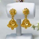 Small Gold Plated Floral Bell Jhumka Earrings for Girls