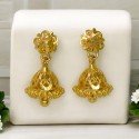 Small Gold Plated Floral Bell Jhumka Earrings for Girls