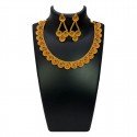 Trendy Designer Ruby Emerald Matte Necklace Set