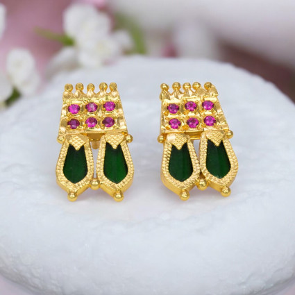 Premium Gold Plated Double Nagapadam Ear Studs