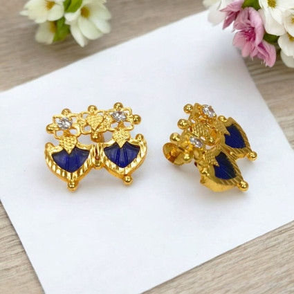 Traditional Gold Plated Double Palakka Ear Studs