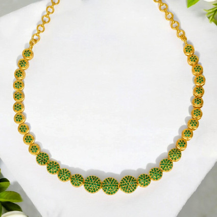 Splendid Premium Gold Plated Round Emerald Necklace