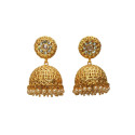 Pearls Hanging Antique Gold Plated Whtie Stone Jhumki Earrings