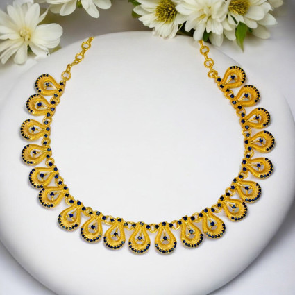 Stylish Design Blue Sapphire Stone Necklace Set