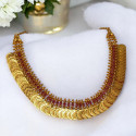 Ethnic Gold Plated Lakshmi Kasu Ruby Necklace