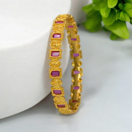 Elegant Rectangle Ruby Stone Bangle