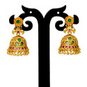 Stylish Ruby Emerald Jhumka Jimikki Earrings